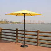 HAOYYE 8.8 Ft Outdoor Aluminum Patio Umbrella with 33 Pound Round Resin Base, Yellow Market Umbrella Featuring Push Button Tilt and Crank Lift, UV-Resistant Canopy for Backyard Deck Garden Poolside Shade